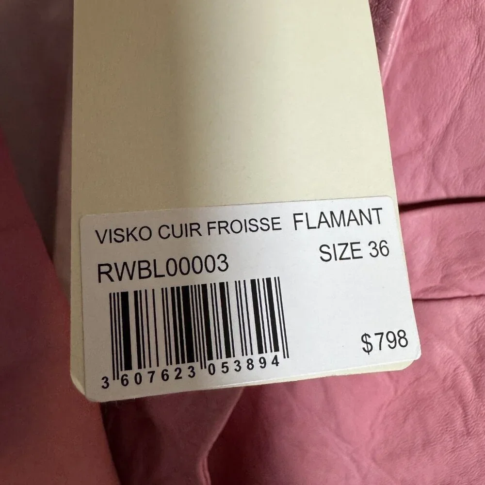 NEW Zadig & Voltaire Visko Cuir Leater Jacket Pink Size Small Size 36 Blazer NWT - Picture 5 of 10